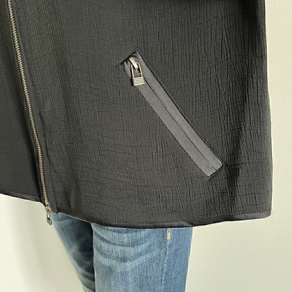 Eileen Fisher Women's Bomber Jacket Size XL Lagenlook Black Textured Silk Blend - Picture 6 of 9